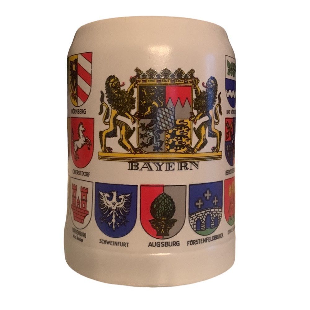 Bayern Ceramarte Brazil Stein Mug Beer Coat of Arms Vintage Stoneware Heavy